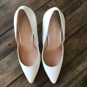 White Leather Pointed Toe Pumps